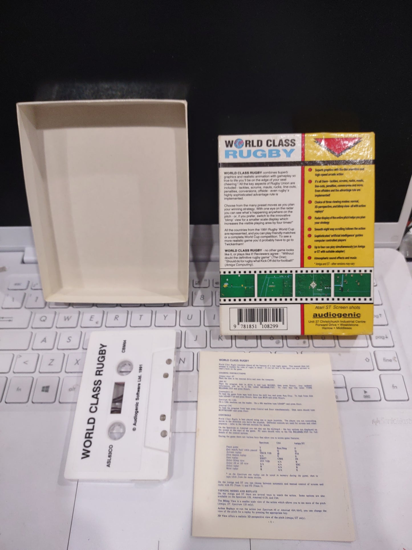 Gioco computer commodore cassette world class rugby