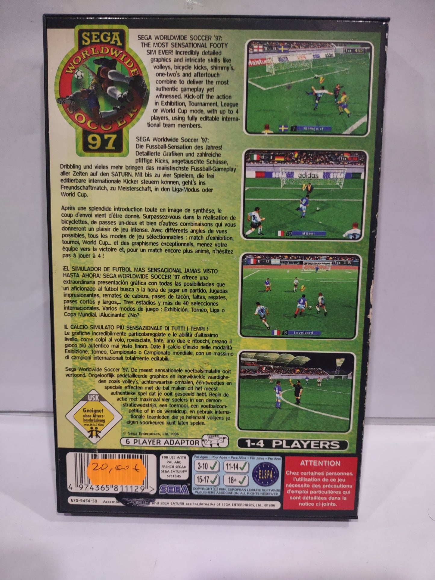 Gioco sega Saturn worldwide soccer 97