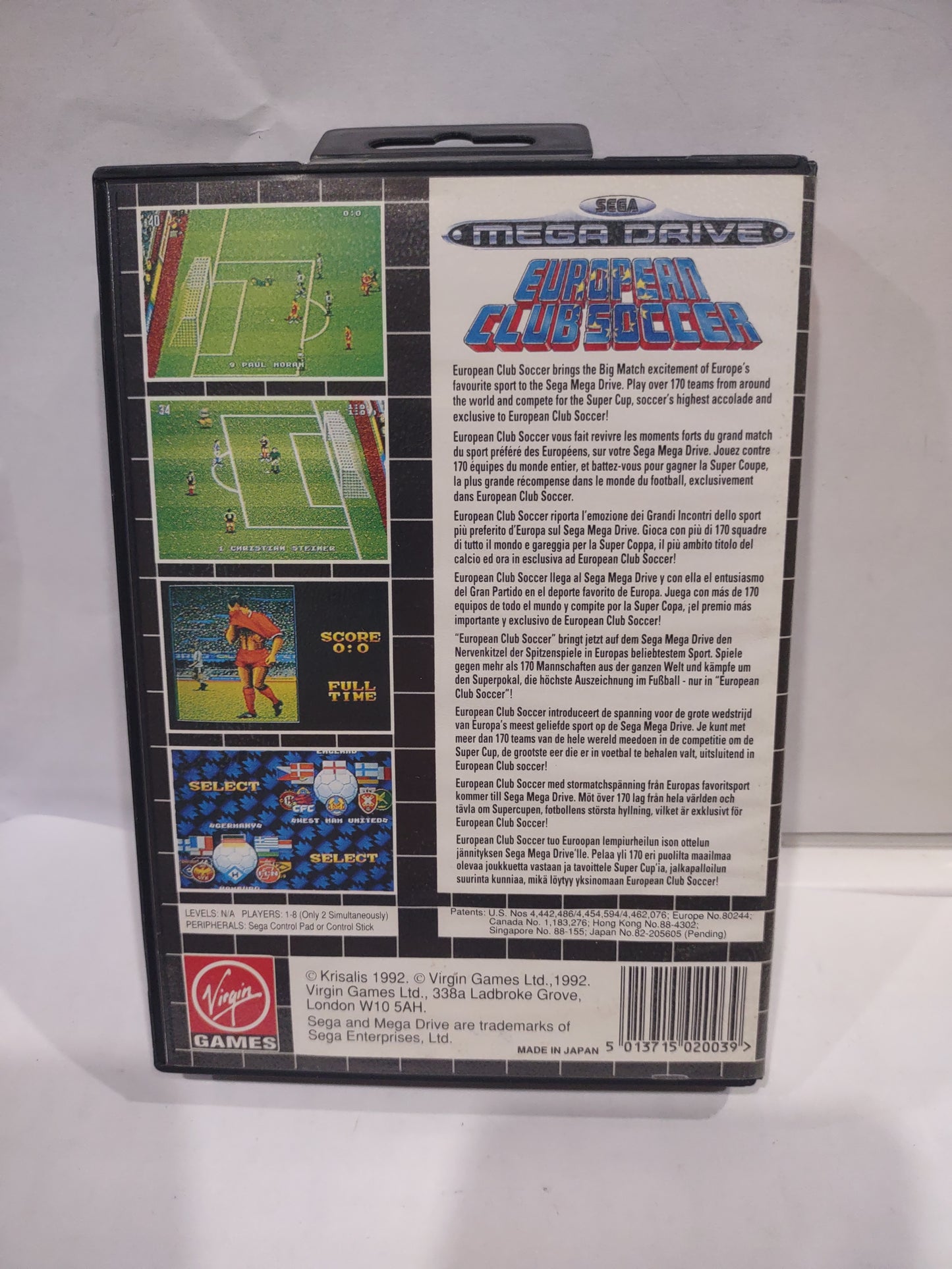Gioco sega mega drive european club soccer