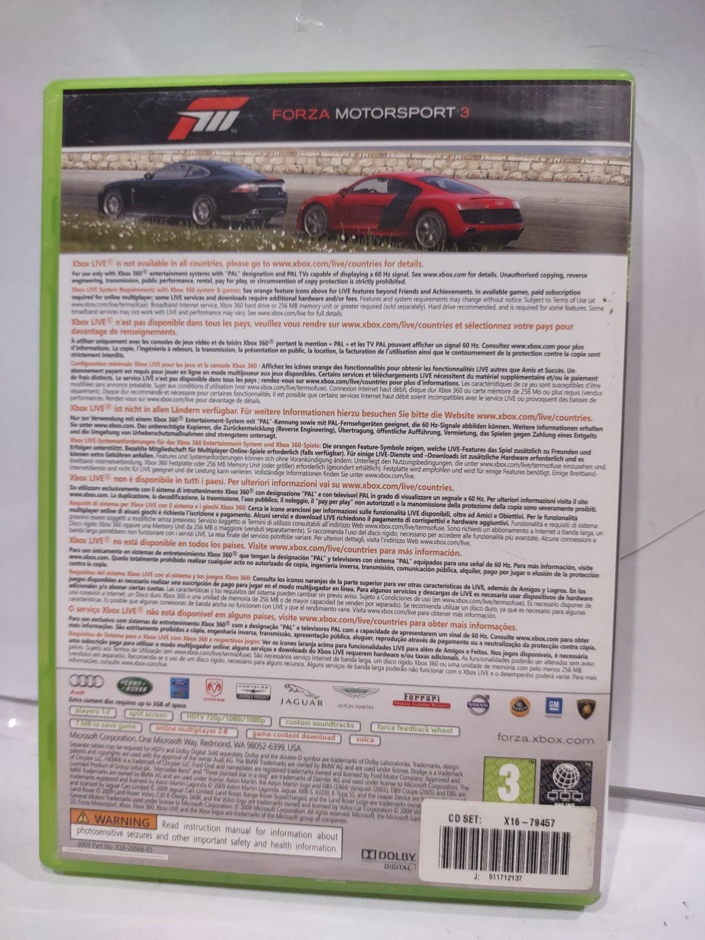 Gioco Xbox 360 forza Motorsport 3 bundle Copy