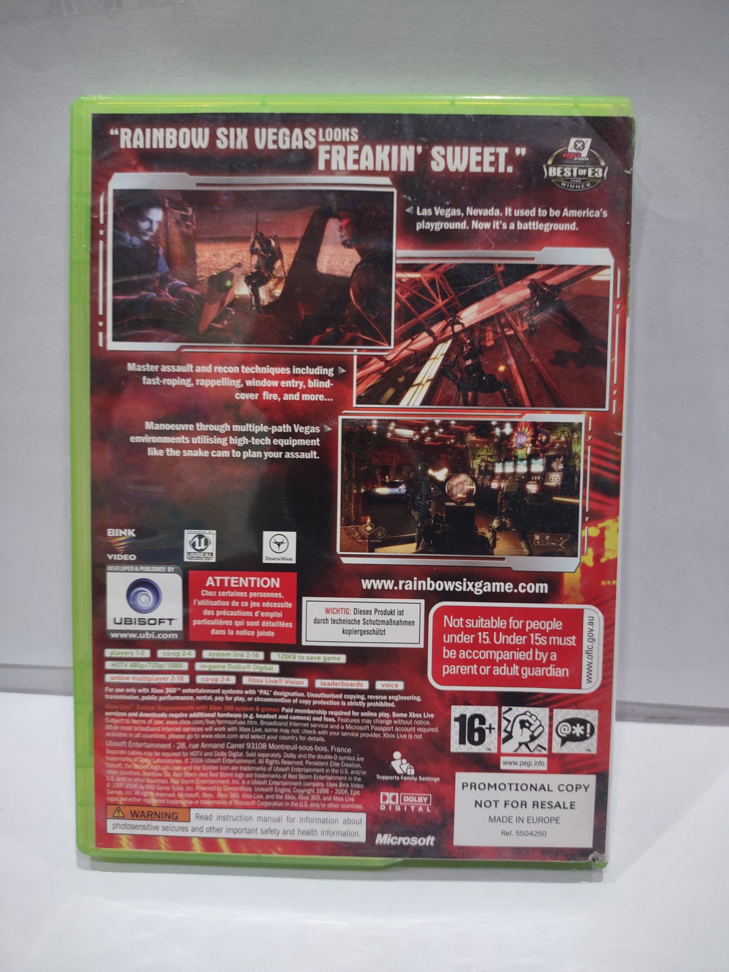 Gioco Xbox 360 Tom clancy's rainbow six Vegas promotional Copy