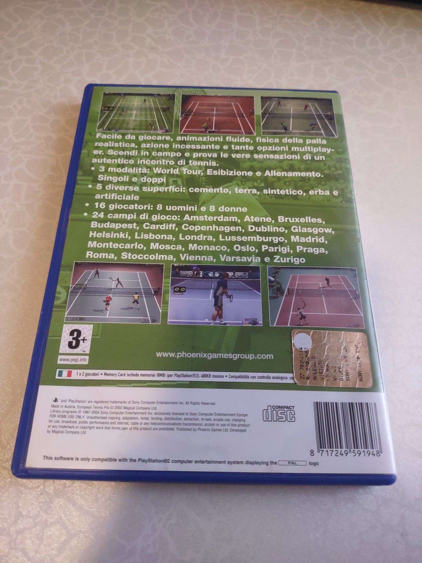Gioco PlayStation PS2 European tennis pro
