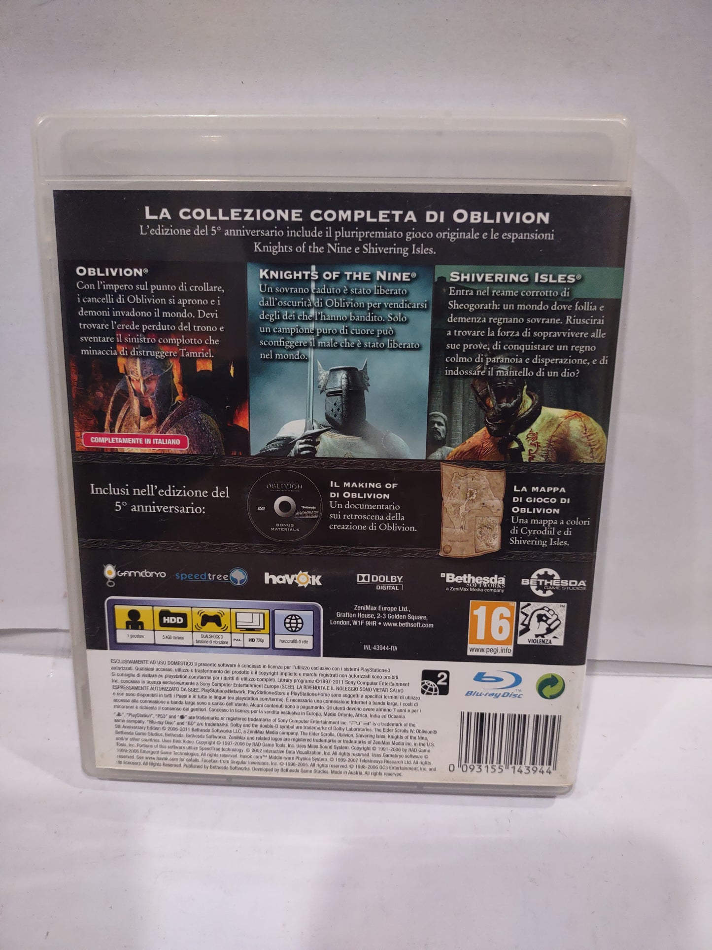 Gioco PlayStation ps3 the elder scrolls IV Oblivion edizione 5 anniversario