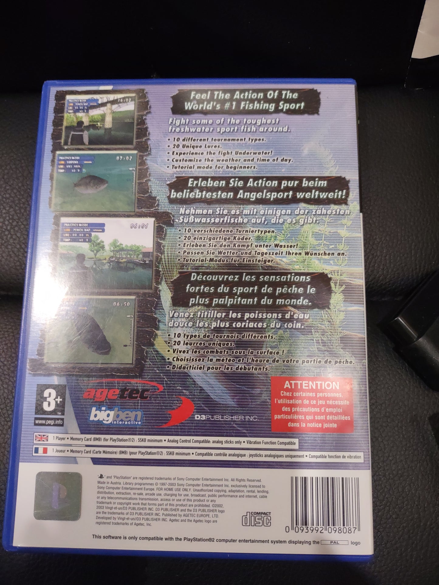 Gioco PlayStation PS2 basso master fishing con fishing Rod controller