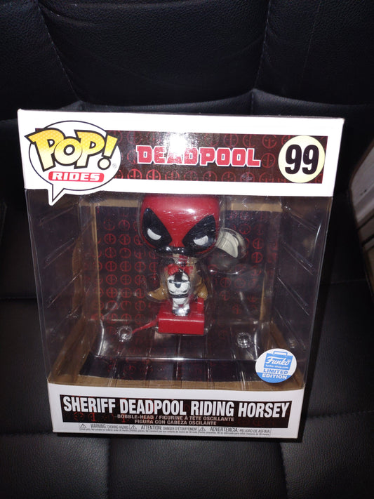 Pop funko rides 99 sheriff Deadpool riding horsey Limited edition marvel