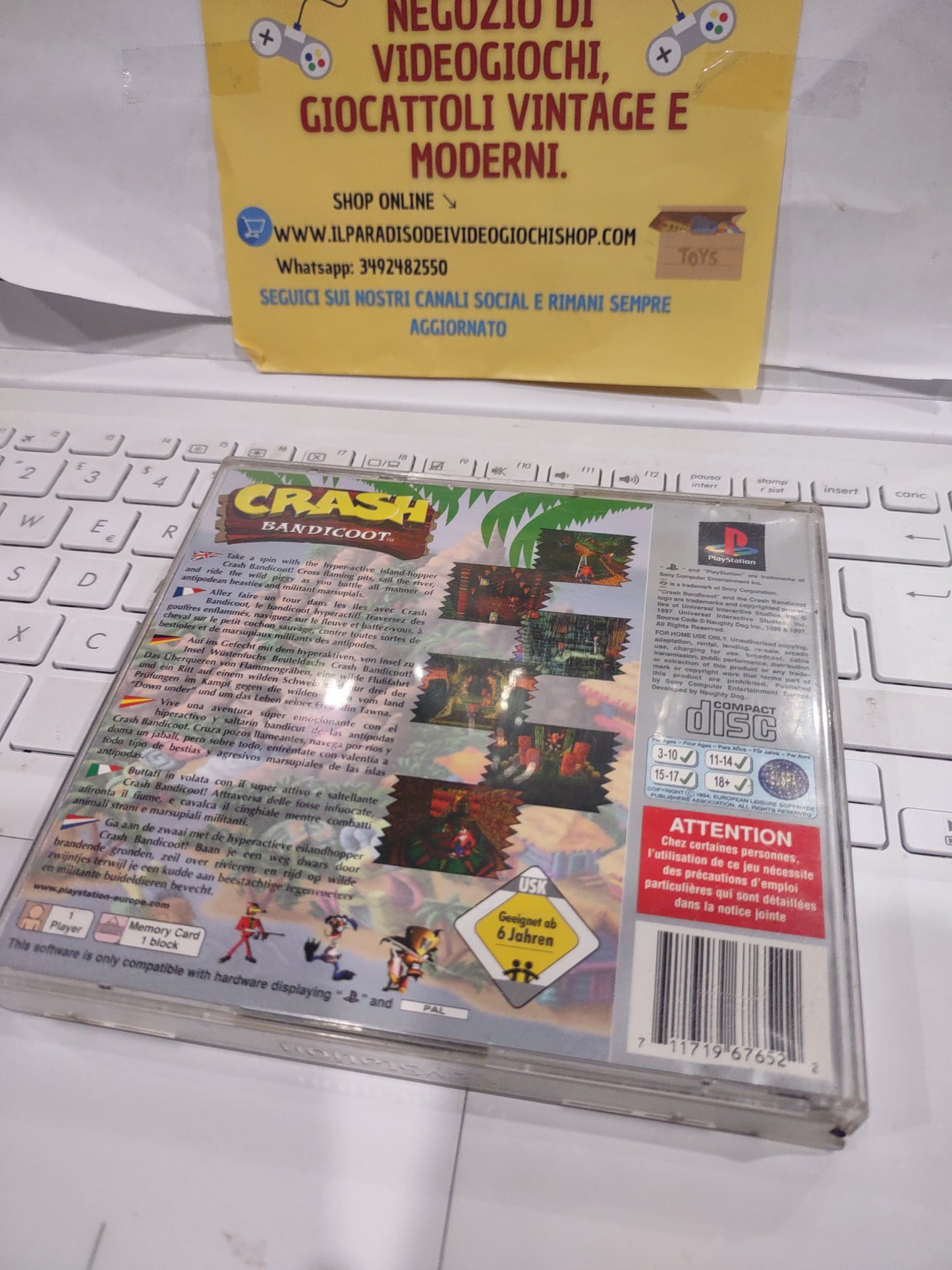 Gioco PlayStation PS1 crash Bandicoot 1 Platinum multi Ita
