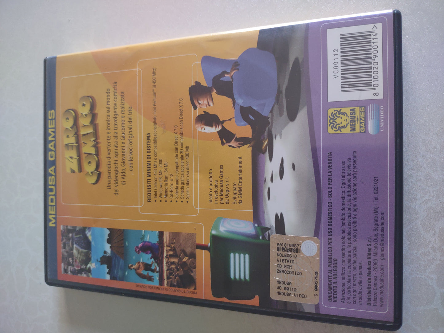 Gioco PC computer zero comico videogioco ispirato personaggi Aldo Giovanni e Giacomo