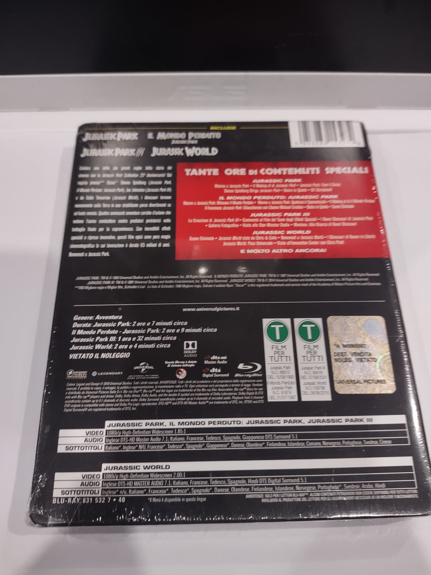 Cofanetto blu-ray 4 film Jurassic Park steelbook collection