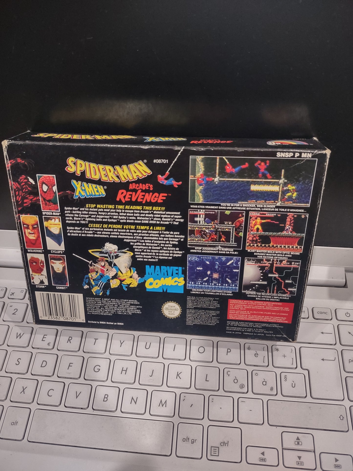 Gioco snes superNintendo PAL Marvel spiderman X-Men Arcade Revenge