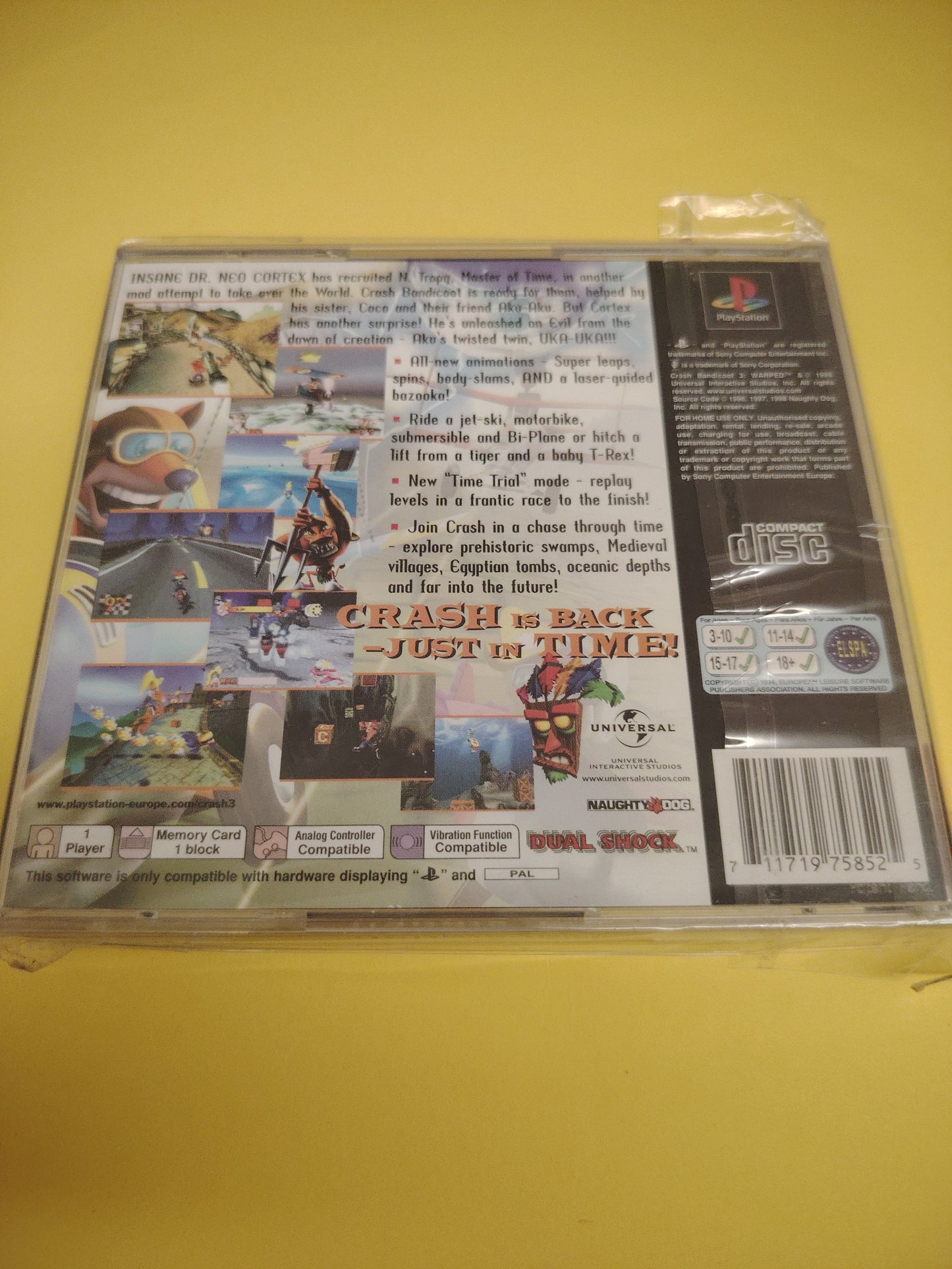 Gioco PlayStation 1 crash bandicoot 3 warped