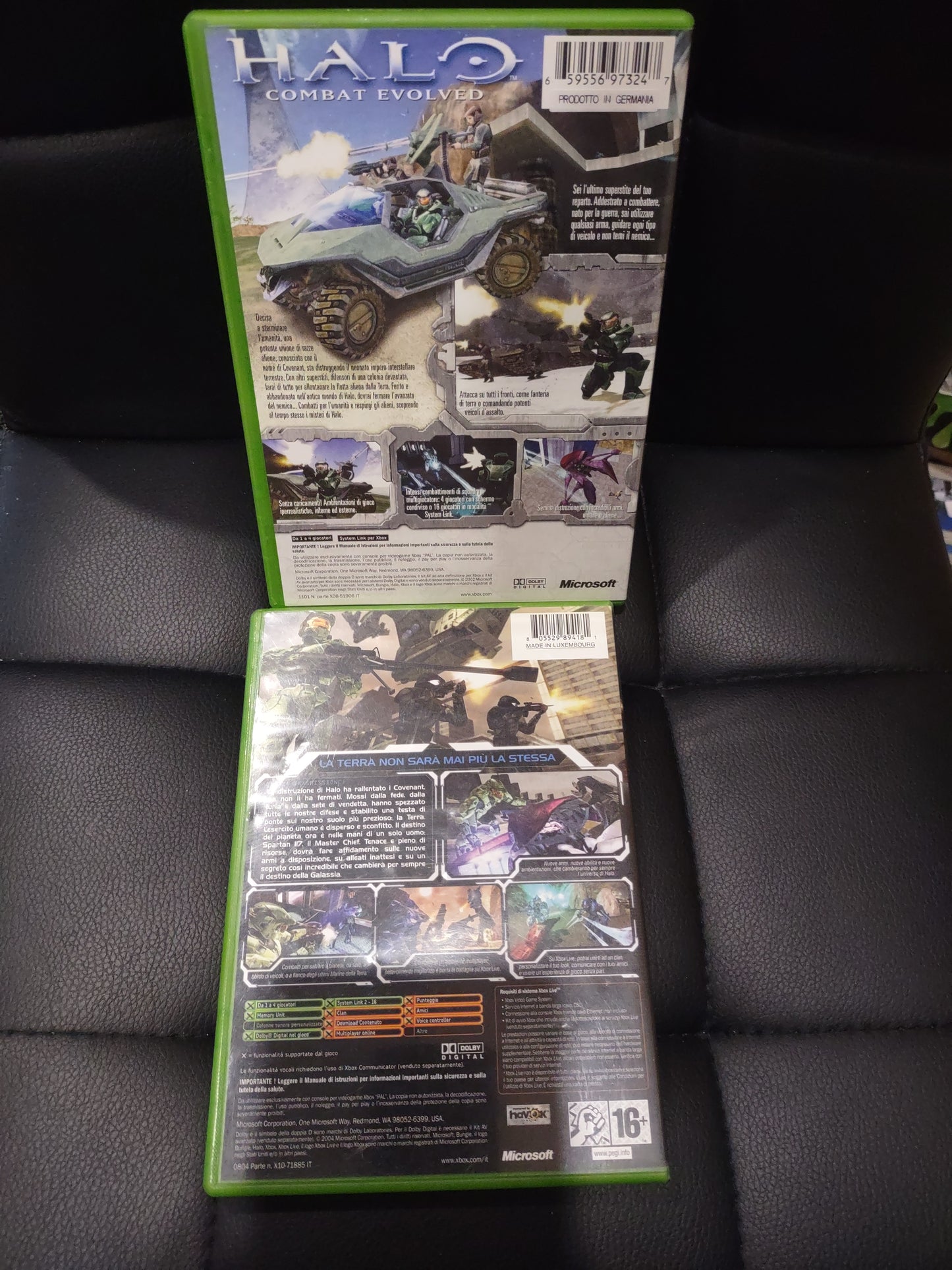 Coppia giochi Xbox halo 1 halo 2 versione italiana Microsoft game