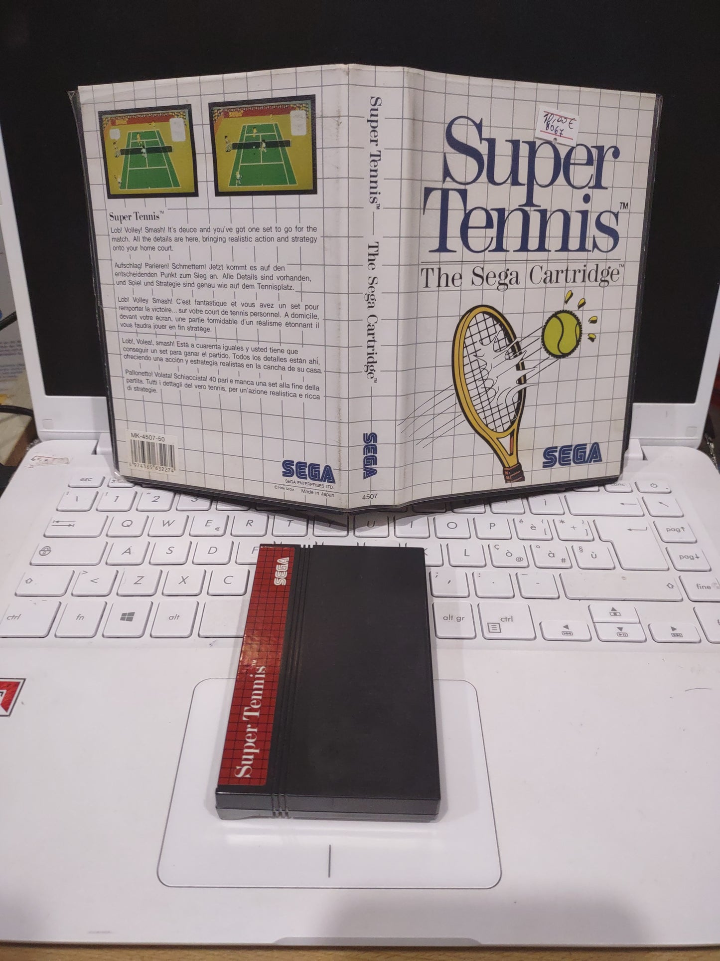 Gioco sega master system cartridge super tennis