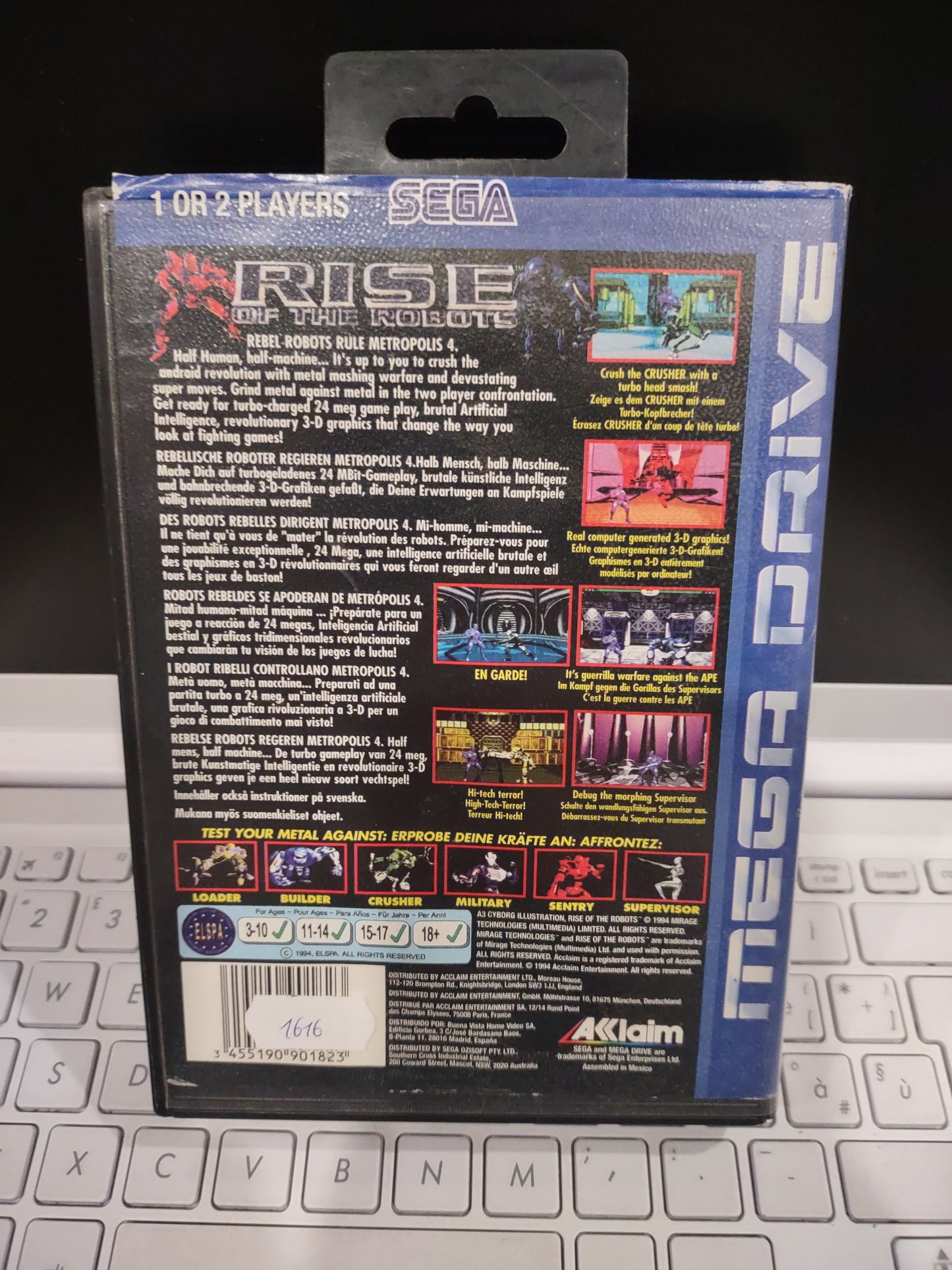 Gioco sega mega drive rise of the robots