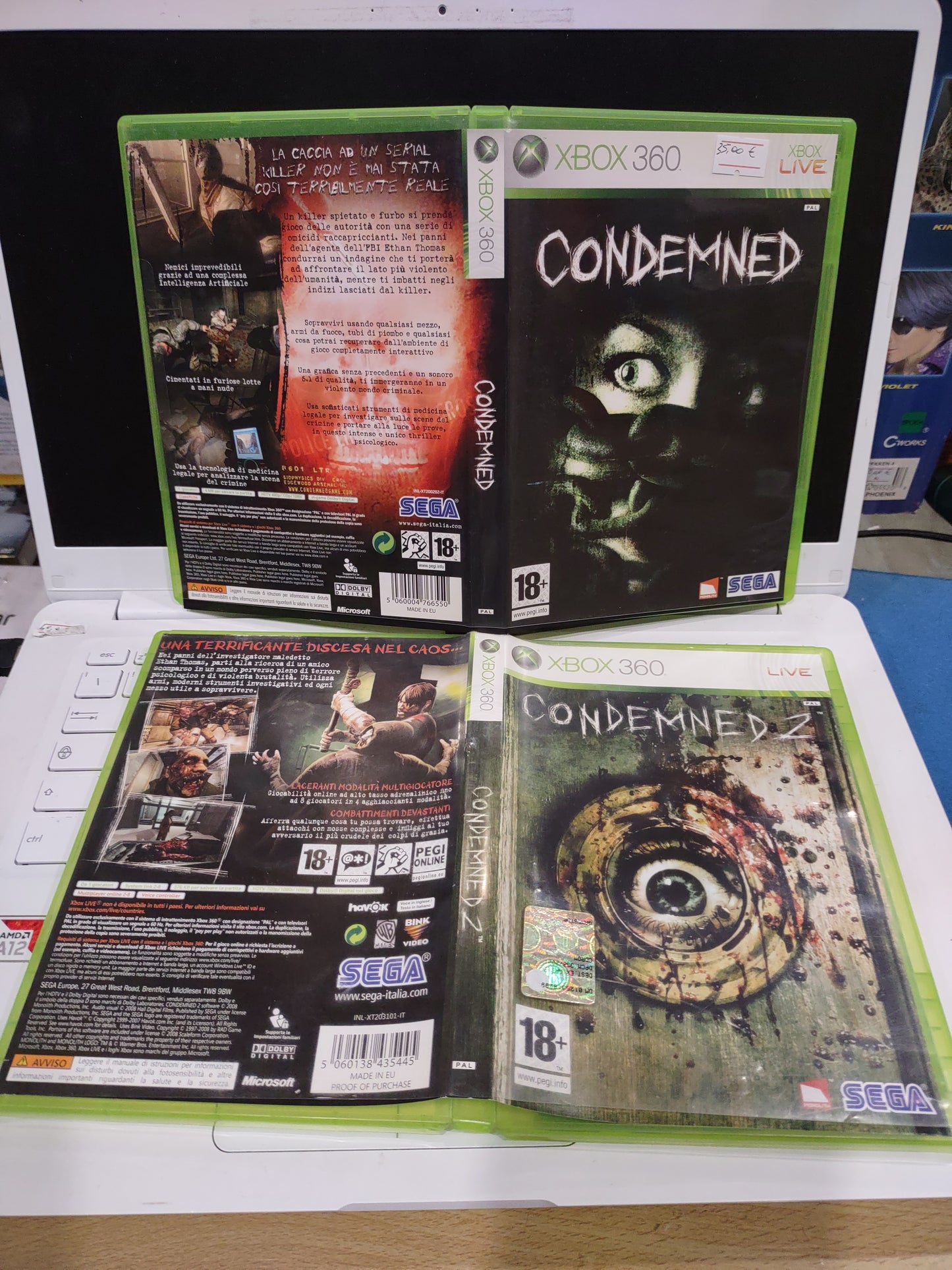 Bundle 2 giochi Xbox 360 condemned 1-2 italiano completi