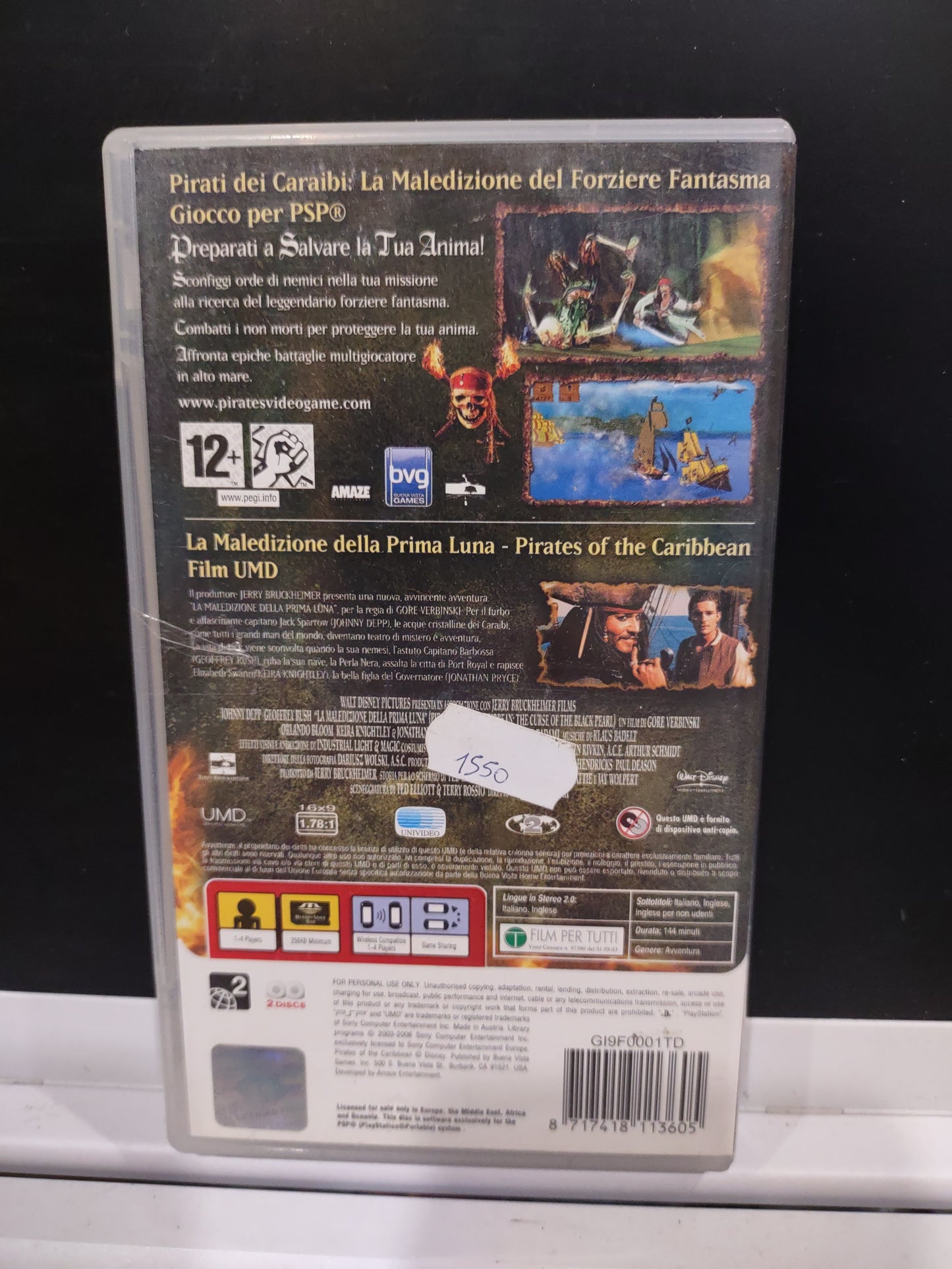 Gioco + film psp PlayStation Disney pirati dei Caraibi La maledizione del forziere fantasma