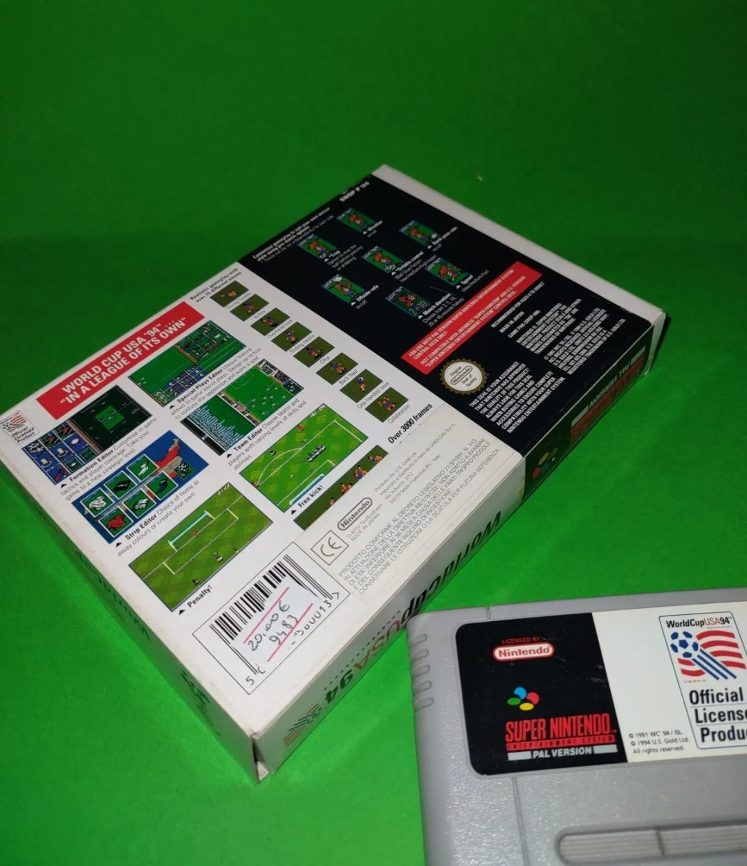 WORLD CUP USA 94 Super Nintendo Versione Europea PAL -BOX E GIOCO SNES