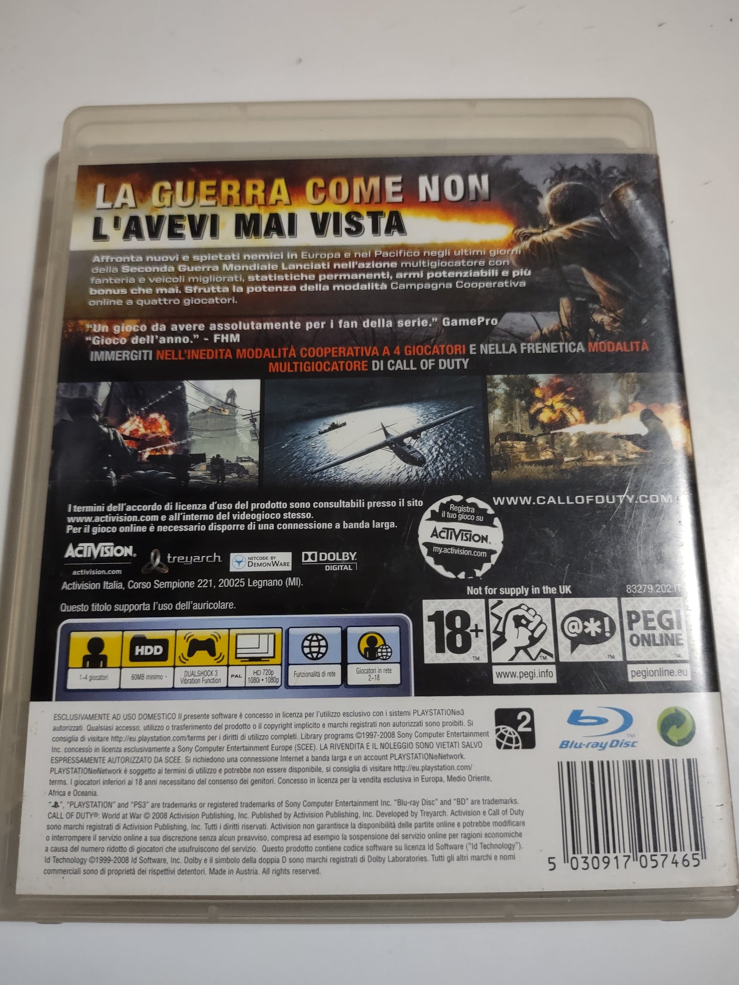 Gioco playstation 3 ps3 call of duty world at war