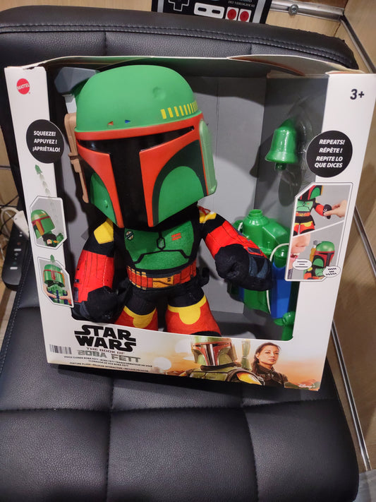 Mattel figure star wars the book of  Boba fett peluche interattivo ripetitore di voce