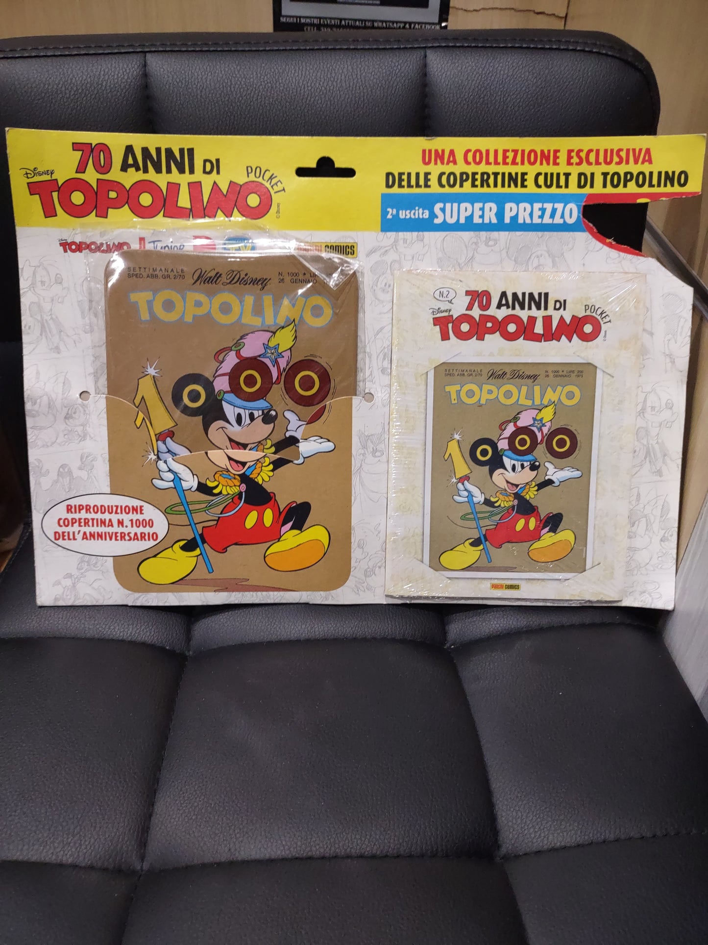 Disney70 anni di topolino targa metallo fumetto 1000 panini