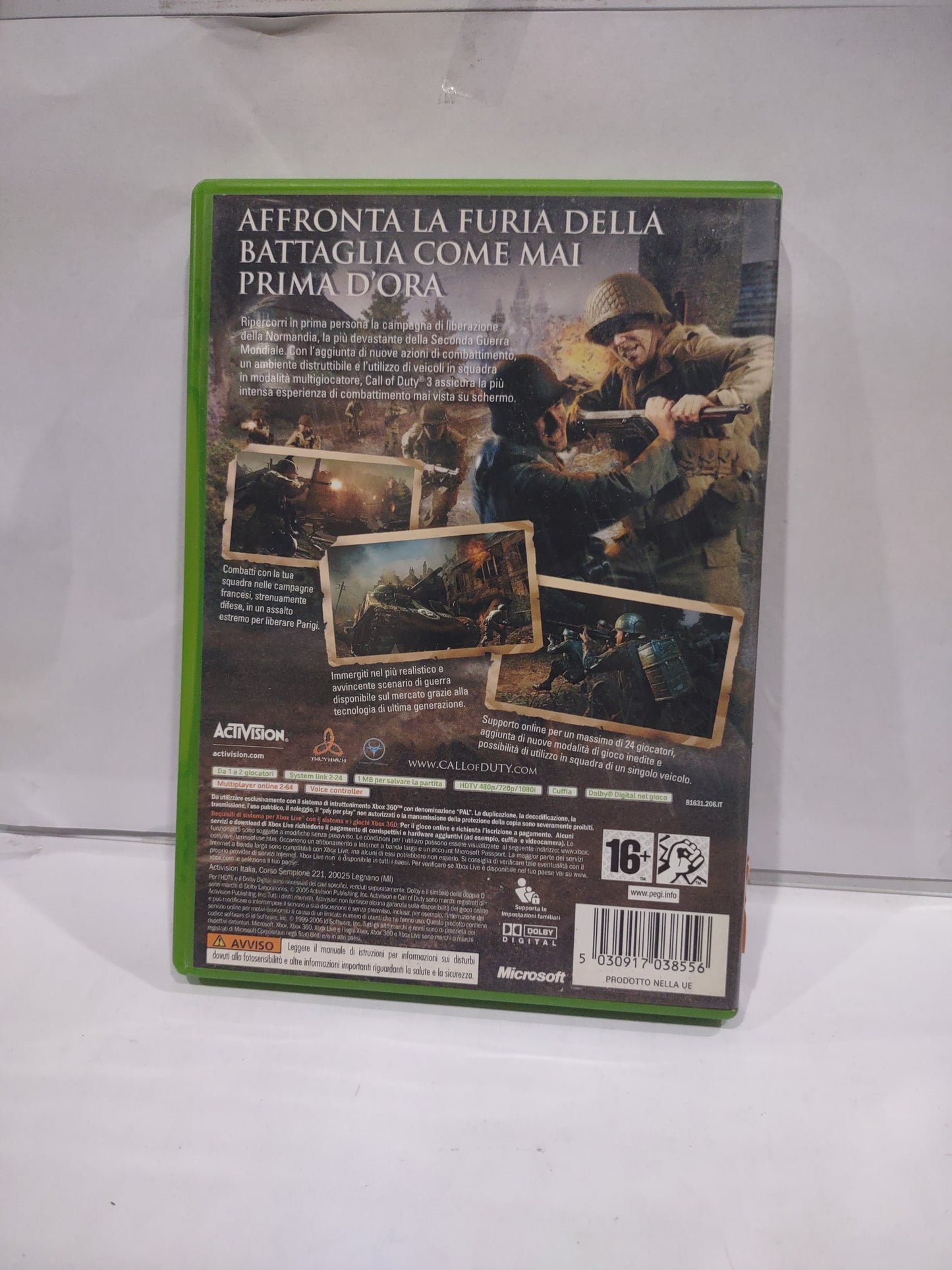 Gioco Xbox 360 call of duty 3 ita