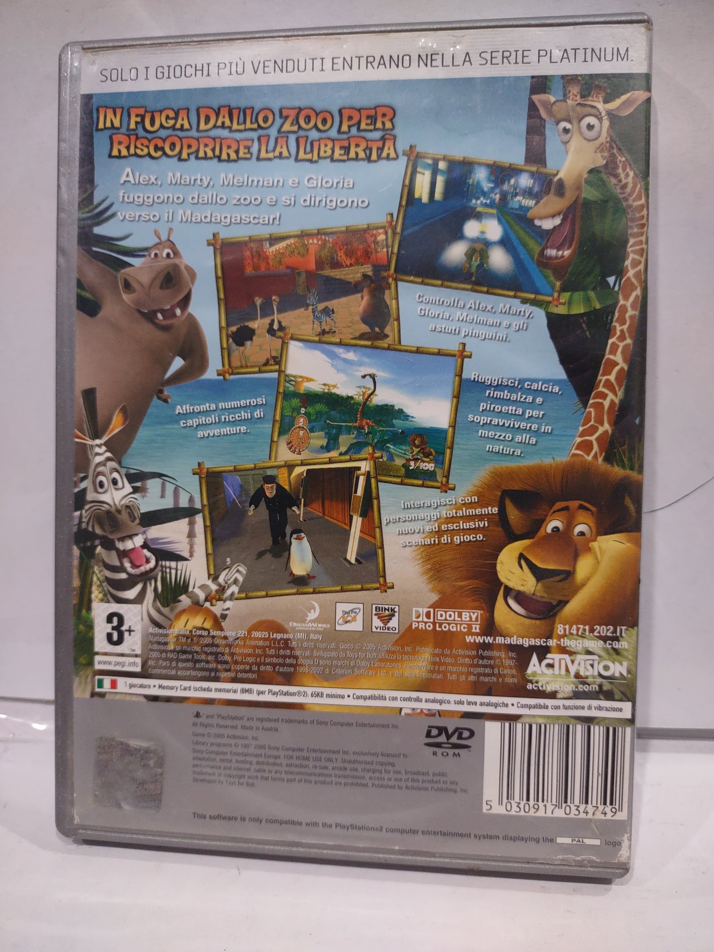 Gioco PlayStation 2 PS2 Madagascar Platinum