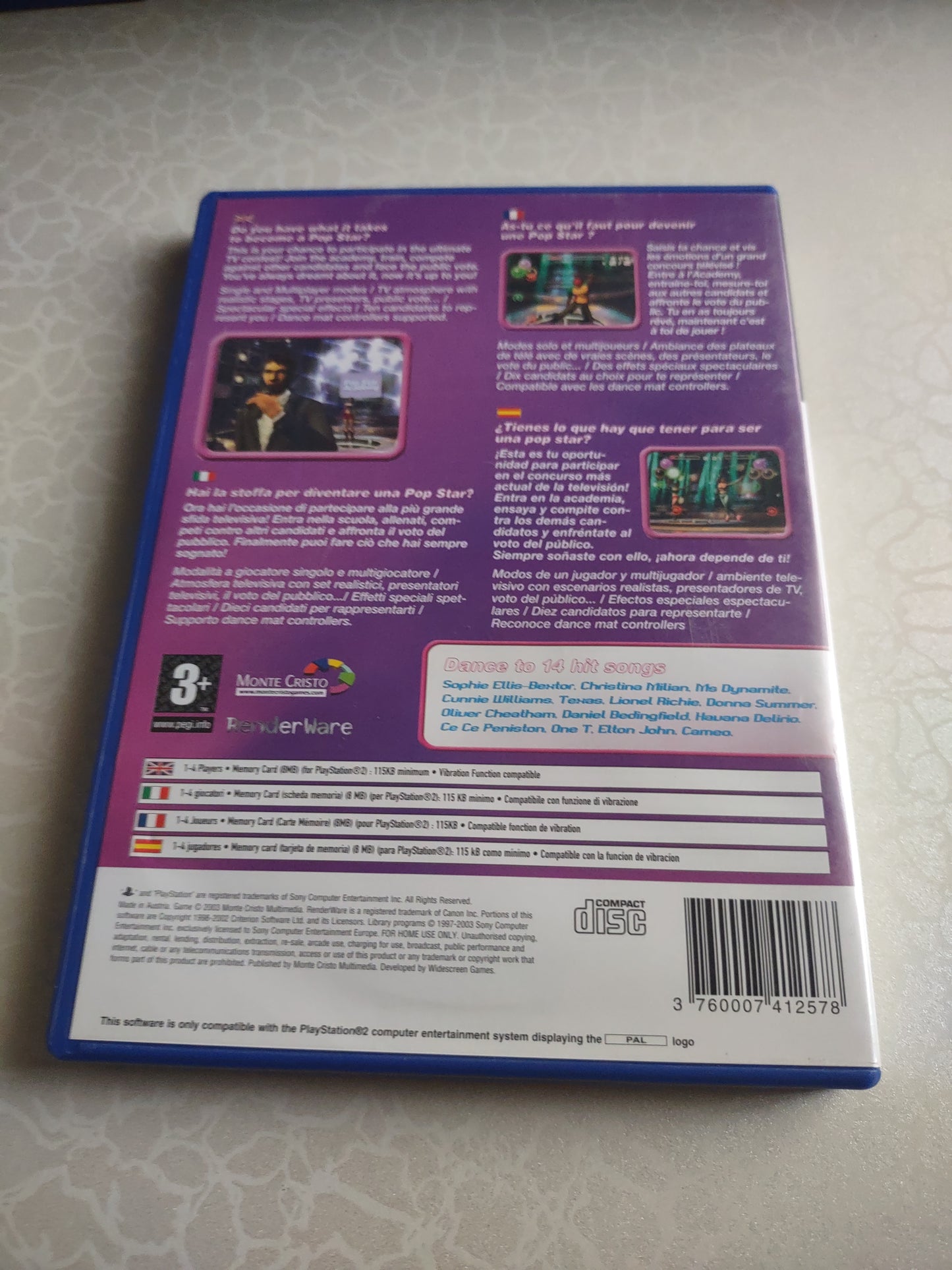 Gioco PlayStation PS2 pop Star Academy