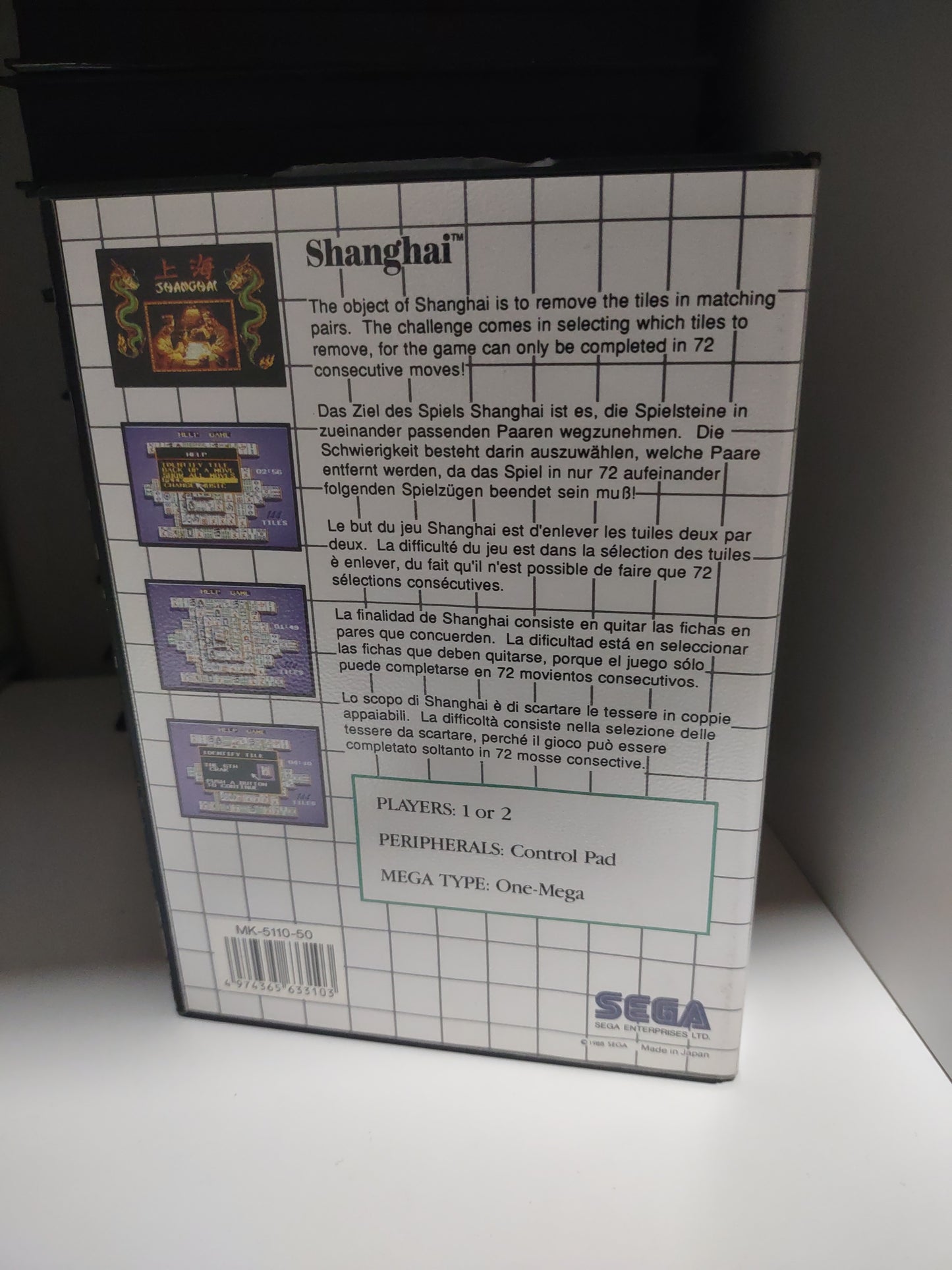 Gioco sega master system Shanghai
