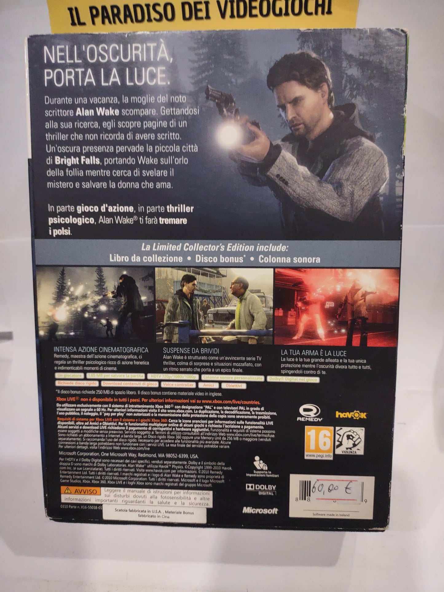 Gioco Xbox 360 Alan wake Limited collector's edition ita