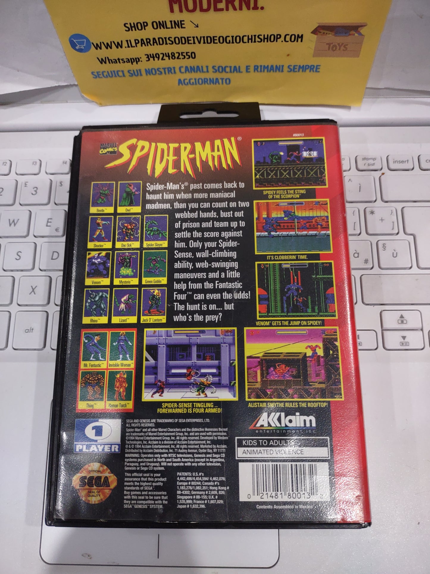 Gioco Sega Mega drive Genesis Marvel comics spider-man animated series