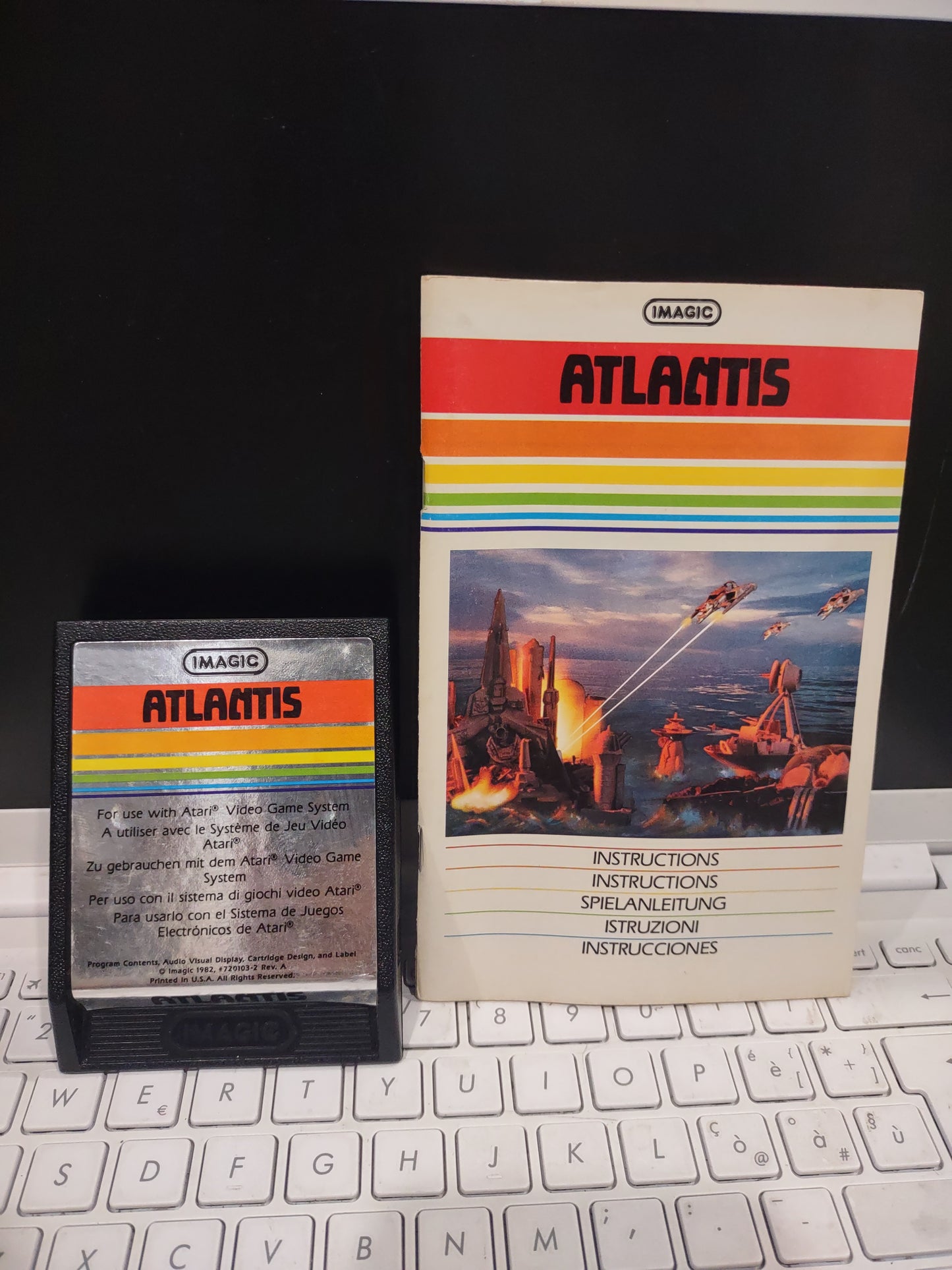 Gioco Atari cartuccia e istruzioni imagic Atlantis