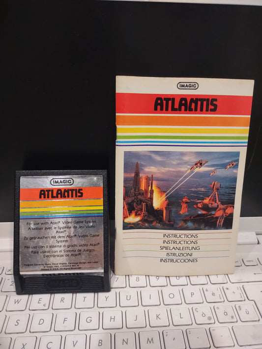 Gioco Atari cartuccia e istruzioni imagic Atlantis