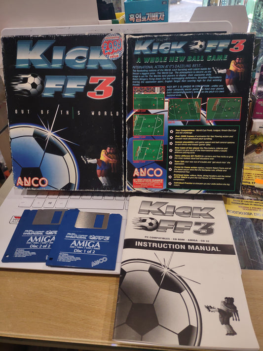 Gioco commodore Amiga floppy disk kick Off 3 anco game