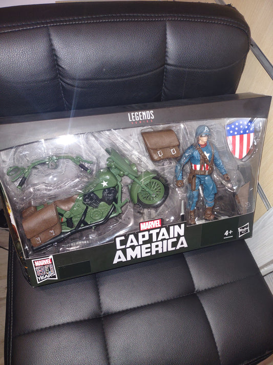 Action figure Marvel Legends captain America con moto 80 years