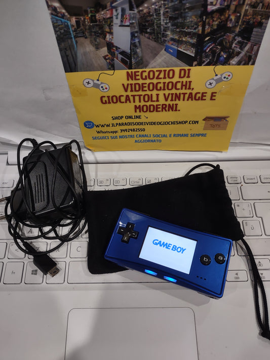 Console Nintendo gameboy micro blu con caricatore e astuccio