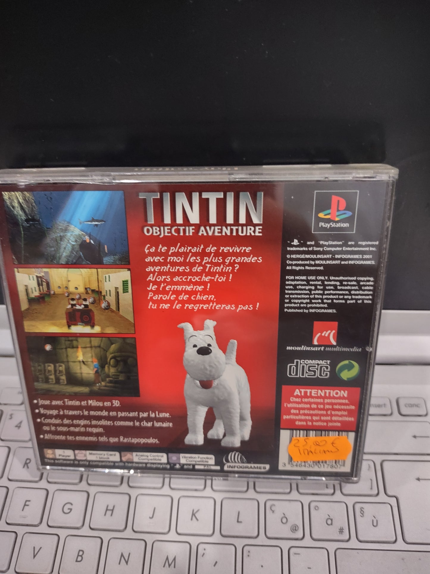 Gioco PlayStation PS1 Tintin obiettivo avventure PAL con italiano