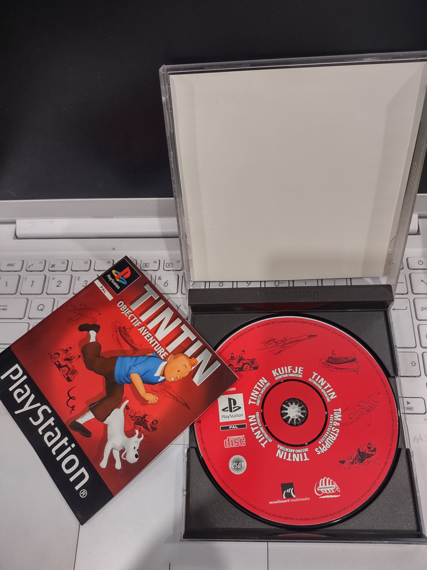 Gioco PlayStation PS1 Tintin obiettivo avventure PAL con italiano