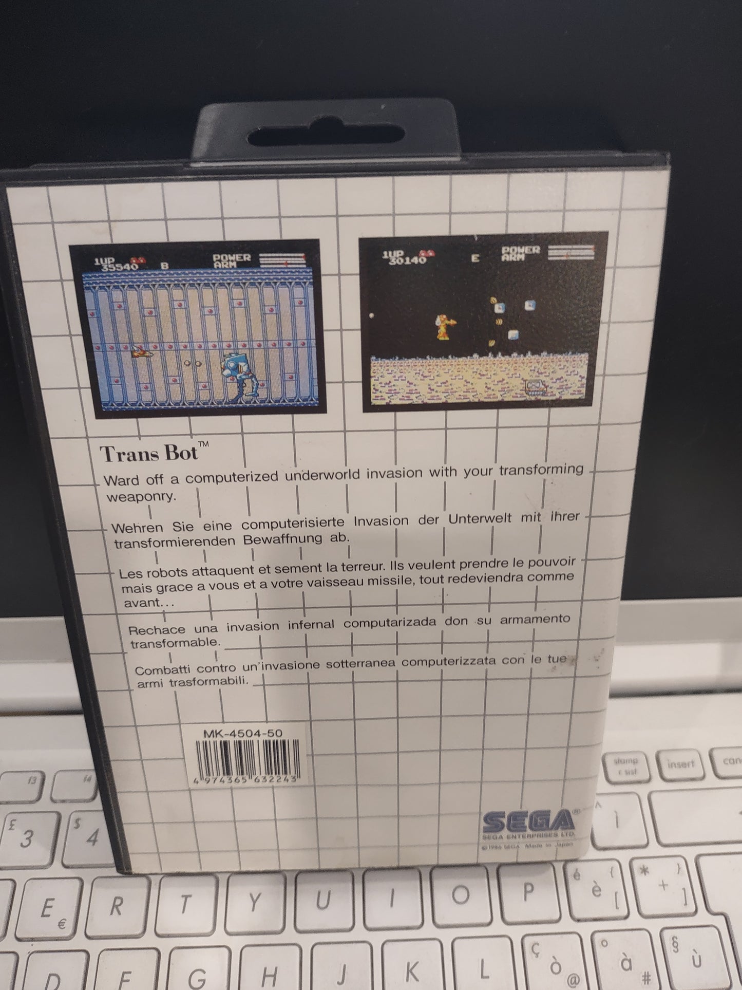 Gioco sega master system transbot cartridge