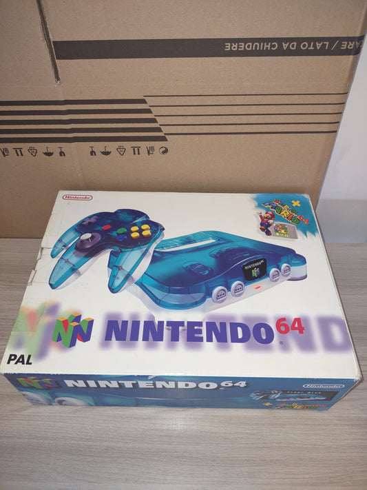 Console Nintendo 64 n64 clear blue con Super Mario 64 Limited PAL EUR