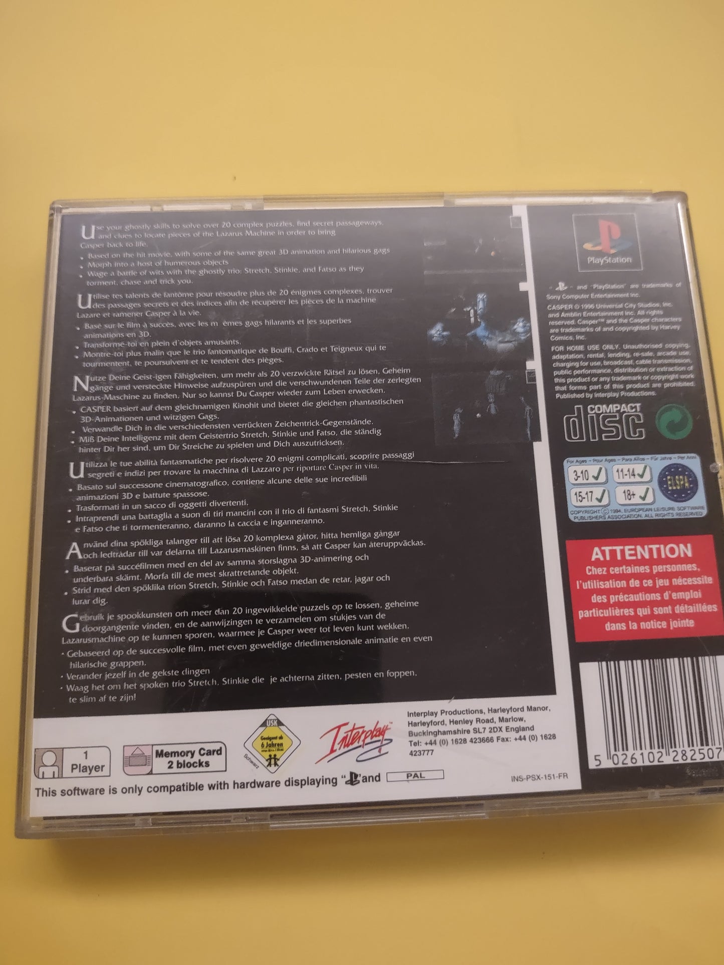 Gioco PlayStation PS1 Casper a haunting 3D challenge