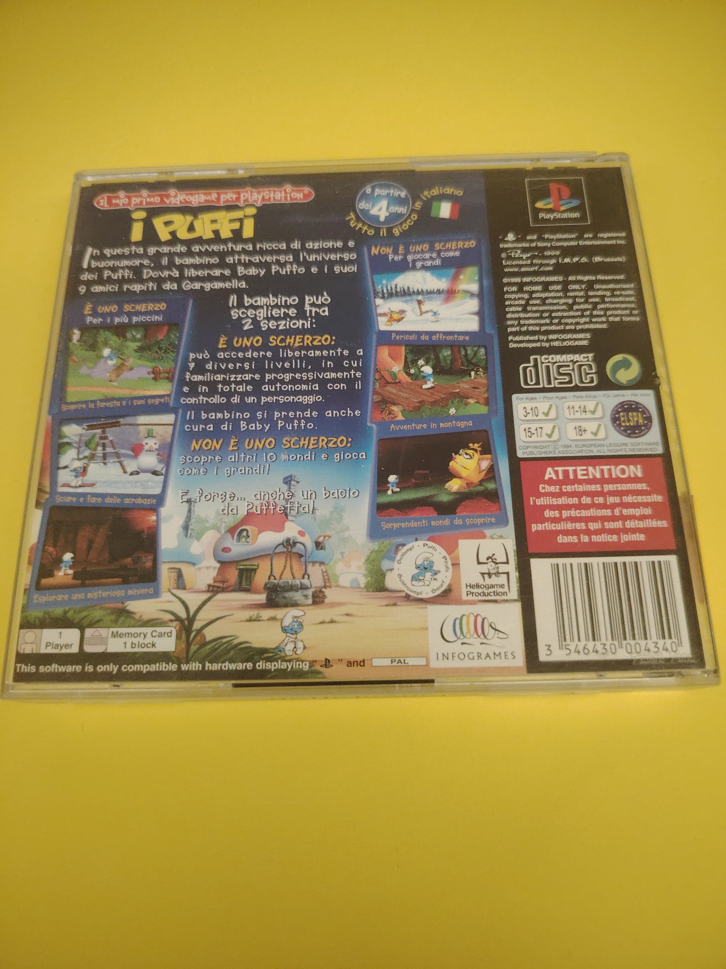 Gioco PlayStation 1 I Puffi completo