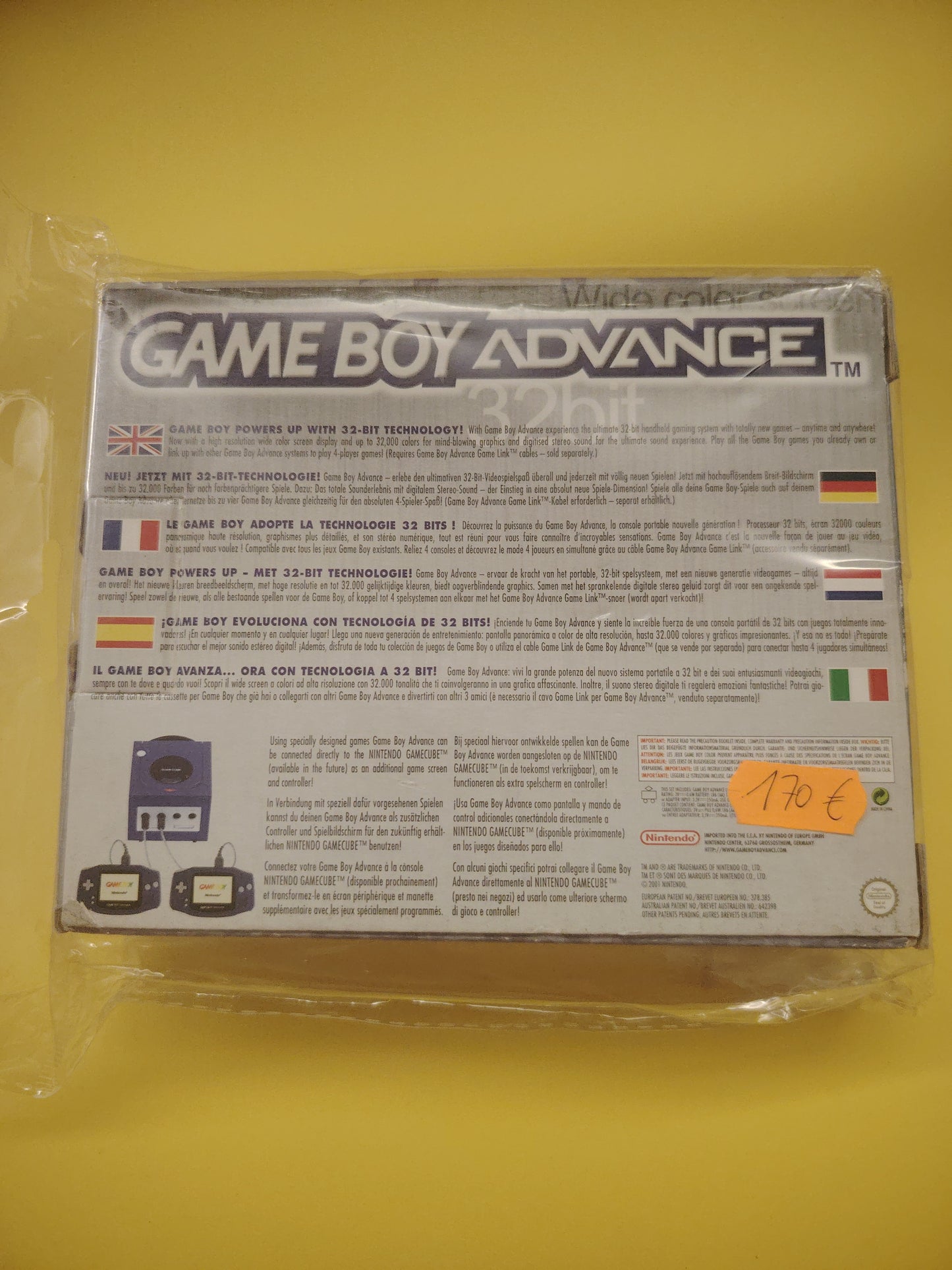 Console Game Boy Advance viola con scatola